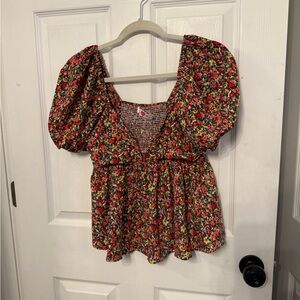 Buddy Love Multicolor Floral Puff Sleeve Blouse